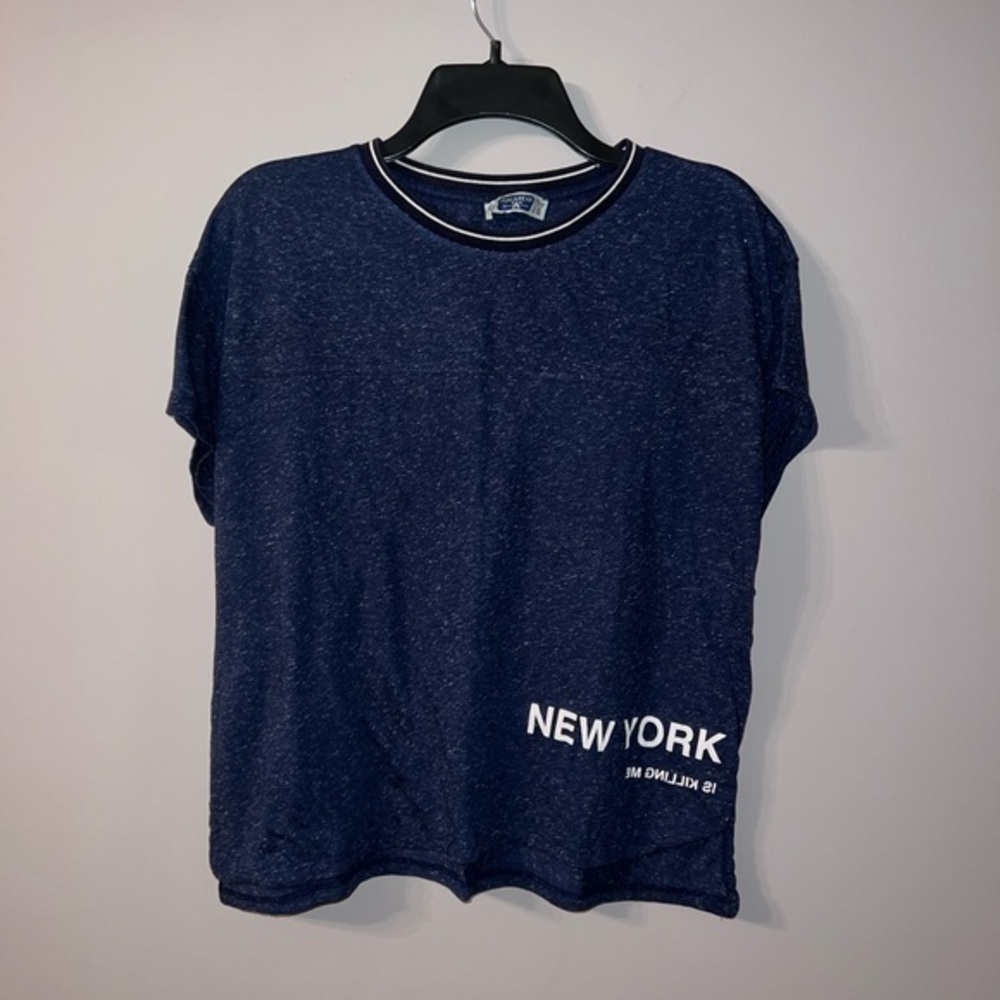 New York is killing me T-shirt Pull & Bear blue black and white Medium